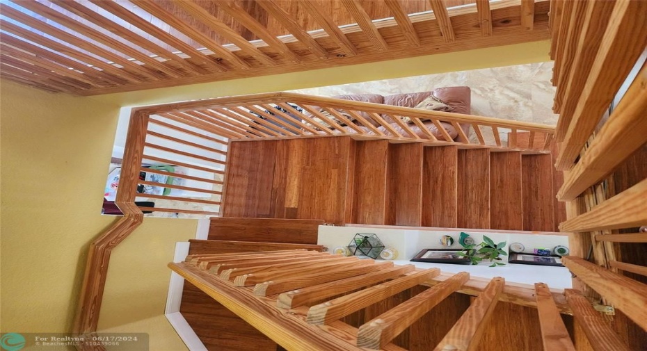 Beautiful bamboo stairs leads to the second floor