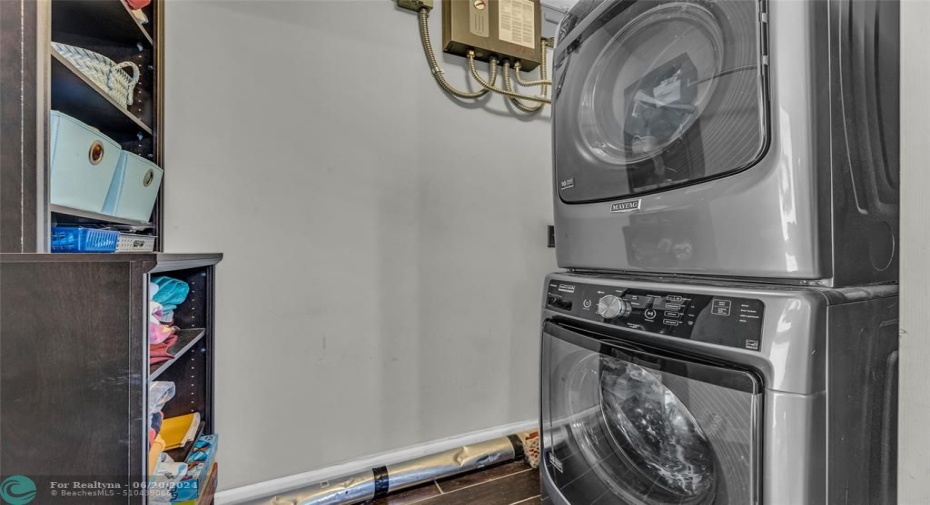 Laundry room with stackable washer and dryer