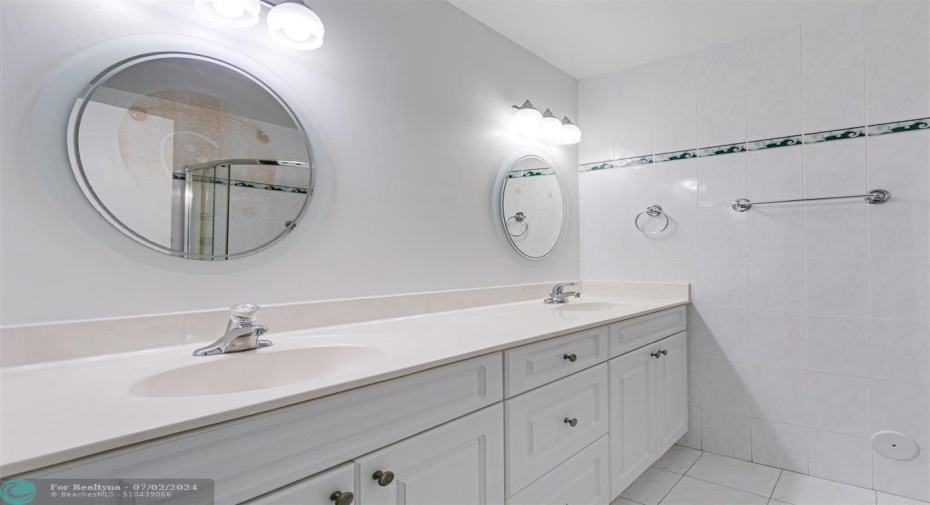 with double vanity sinks and double mirrors