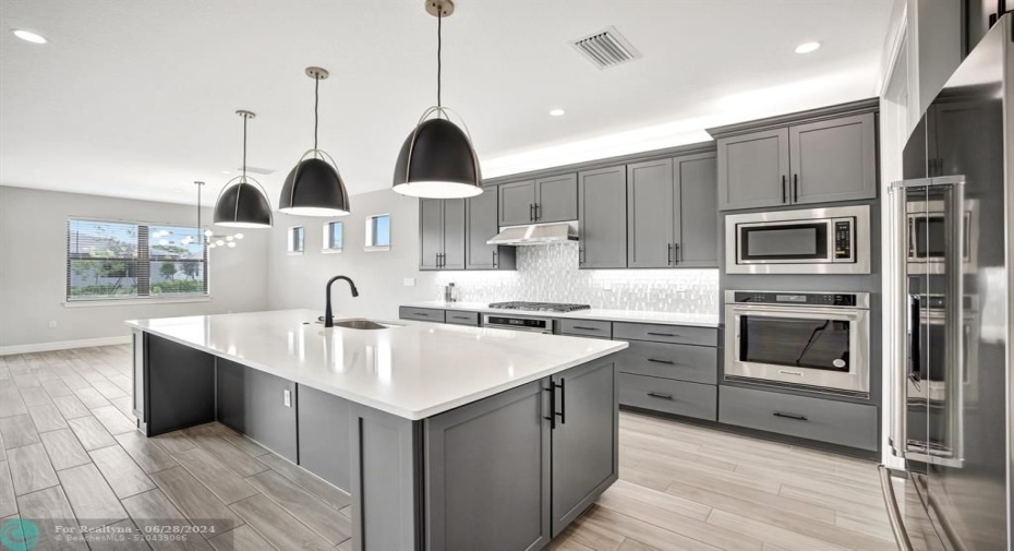 Kitchen with under and over cabinet led lighting