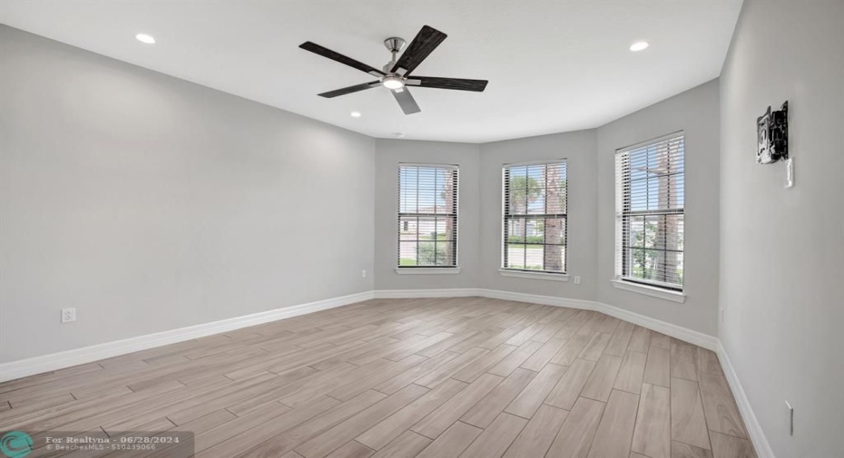 Bedroom 2 overlooking front with smart fan