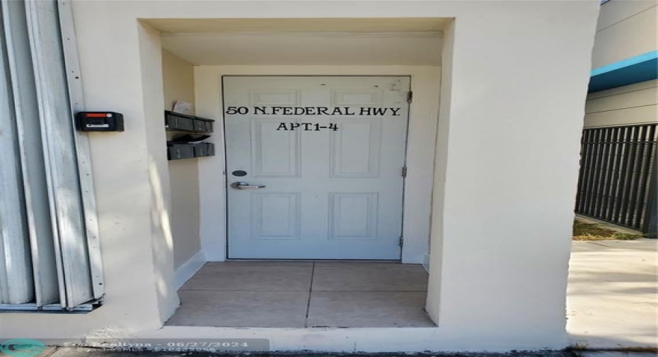 front entry door to apartments