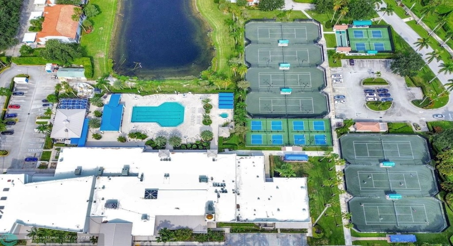 Lakefront main pool & some of the amenities from above.