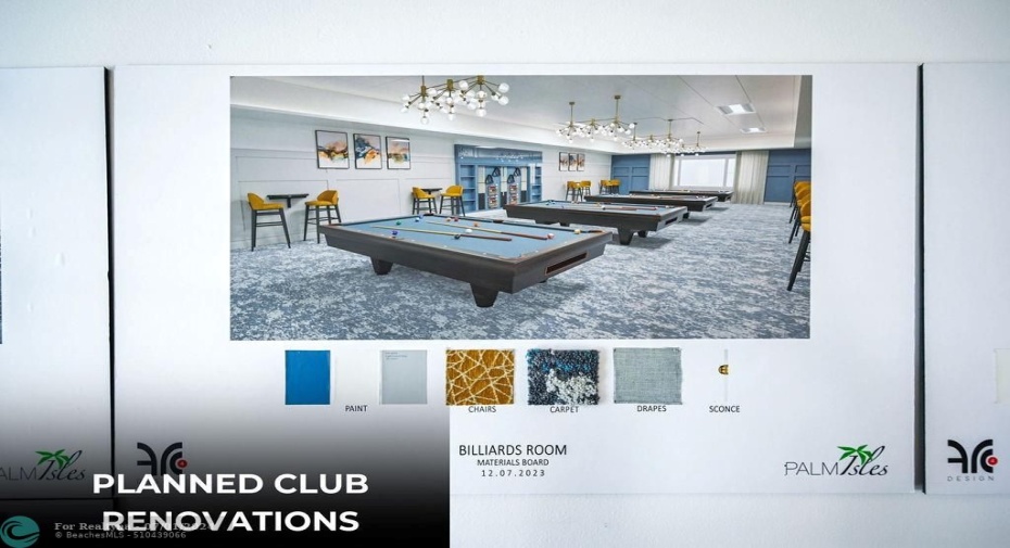 Planned Billiards Room rendering.