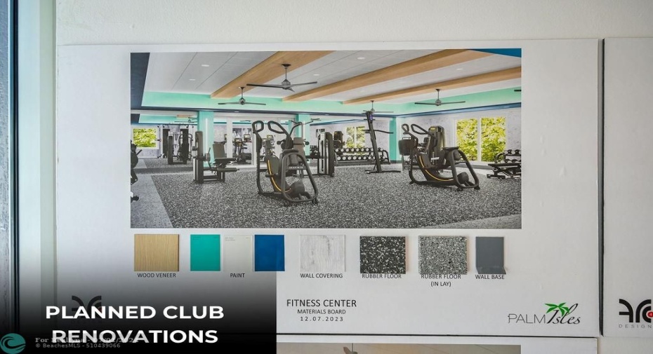Planned fitness center rendering.