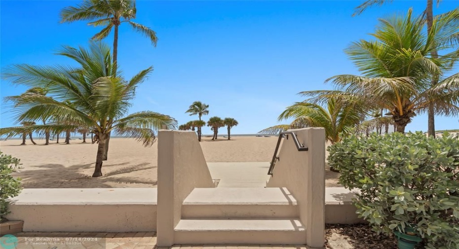 Walkway down to private beach