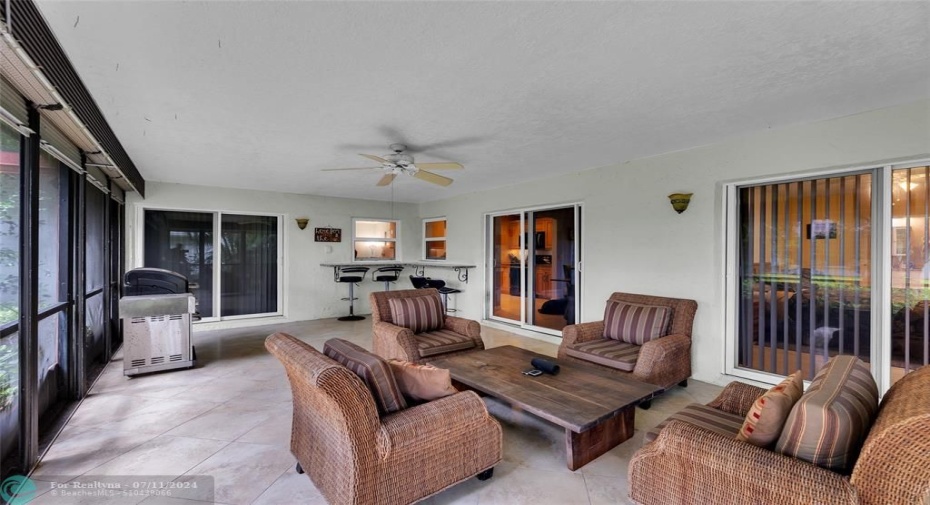 large, screened porch facing east