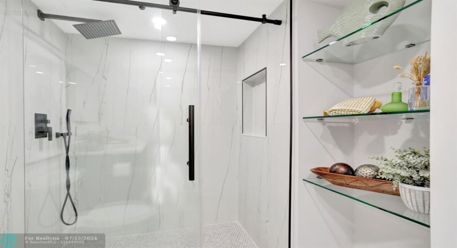 Guest Bathroom with Glass Shelves