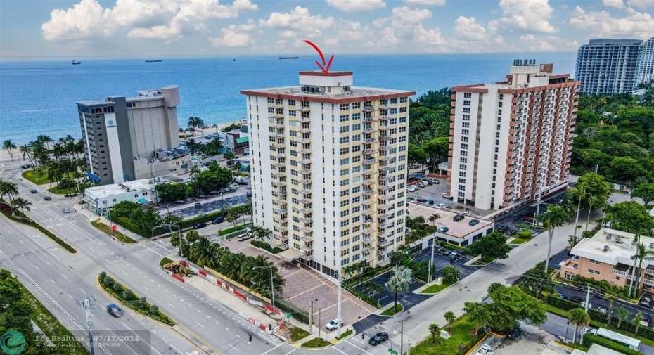 The Carlton Tower is located 1 block from the beach!