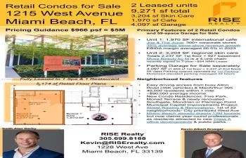 Sales Flyer for 2 Triple Net Retail Condos for sale to investor on Real Estate, not Tenants' businesses.