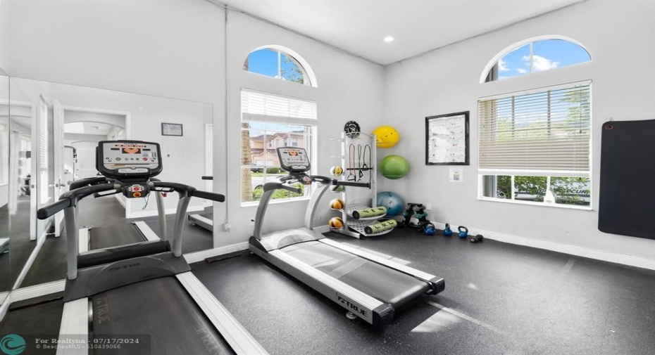 Community gym cardio room.