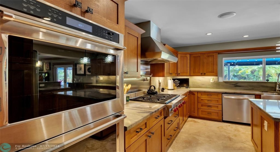 Double wall oven and large Wolf gas range