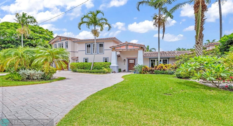 Circular Driveway and a two car garage