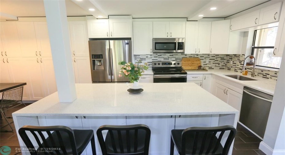 remodeled kitchen with quartz countertop