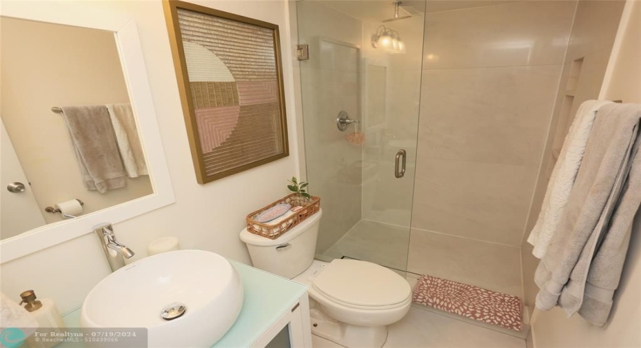 guest bathroom with shower stall