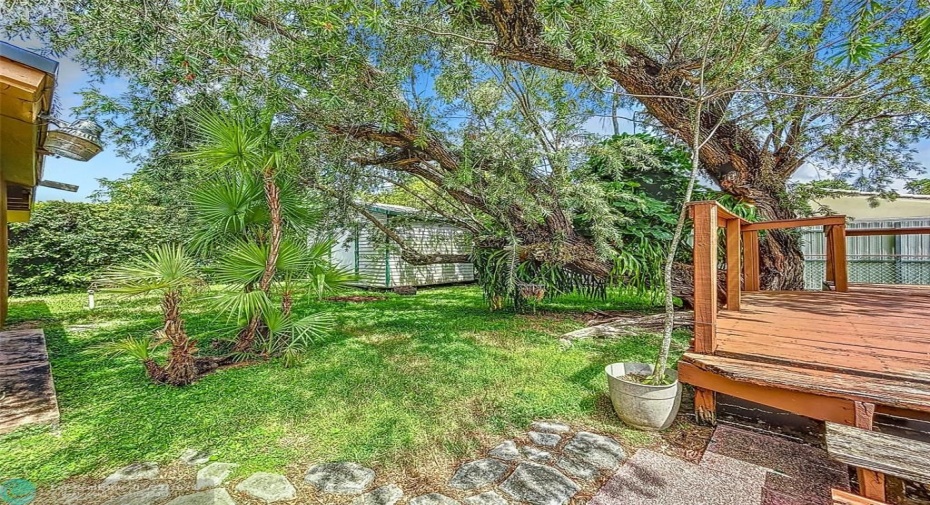 Private fenced backyard.