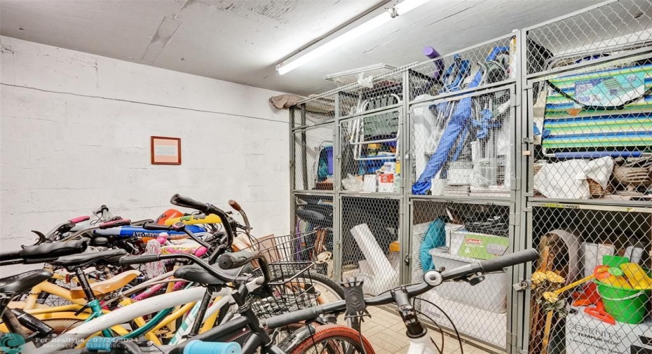 Storage closets & Bike Storage.