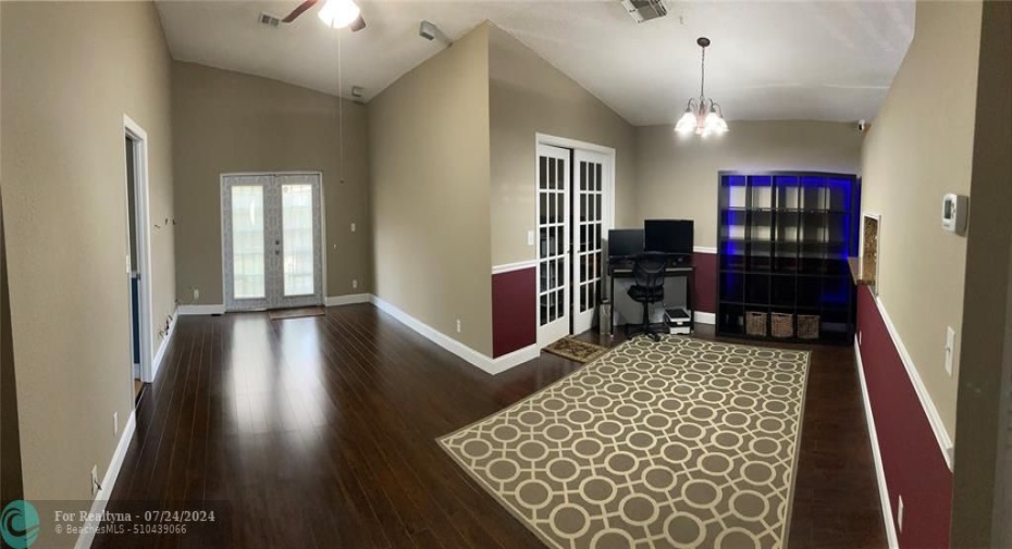 Living room to the left and dining room to the right.