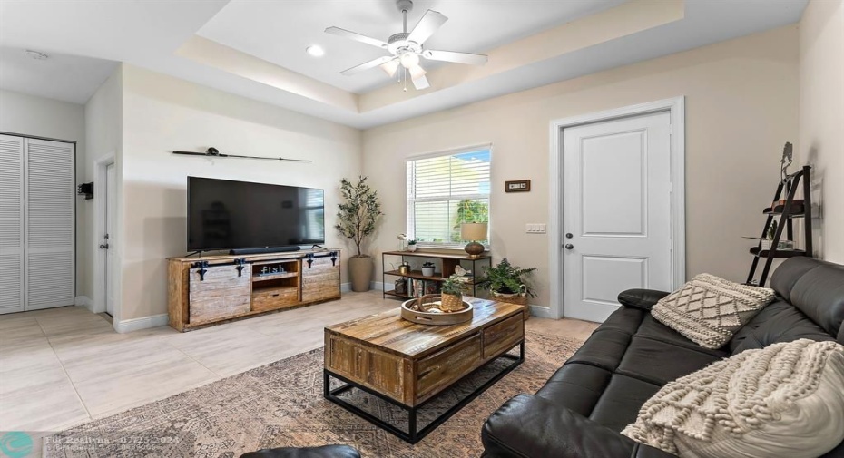 Living room with high ceilings