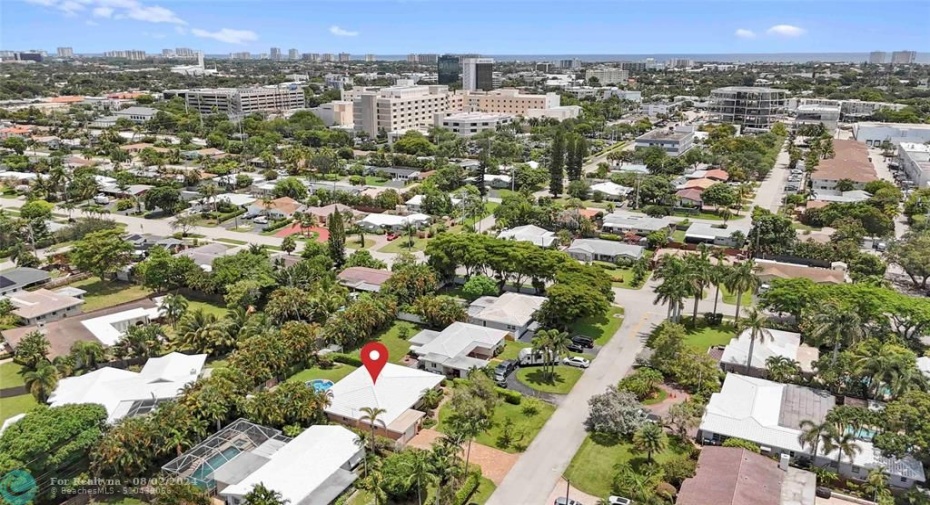 Viewing East with hospital and ocean in the background.