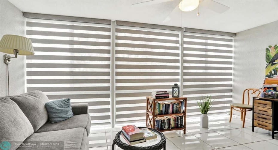 UPGRADED WINDOW TREATMENTS AT MASTER BEDROOM FLORIDA ROOM