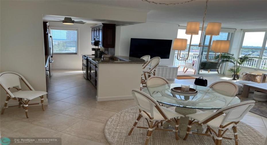 Coming into dining, kitchen living areas from entry hallway