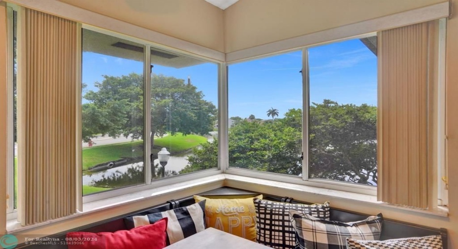 view of lake from kitchen