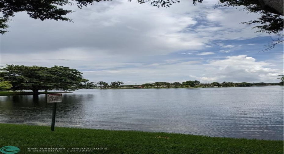 Lake behind the building