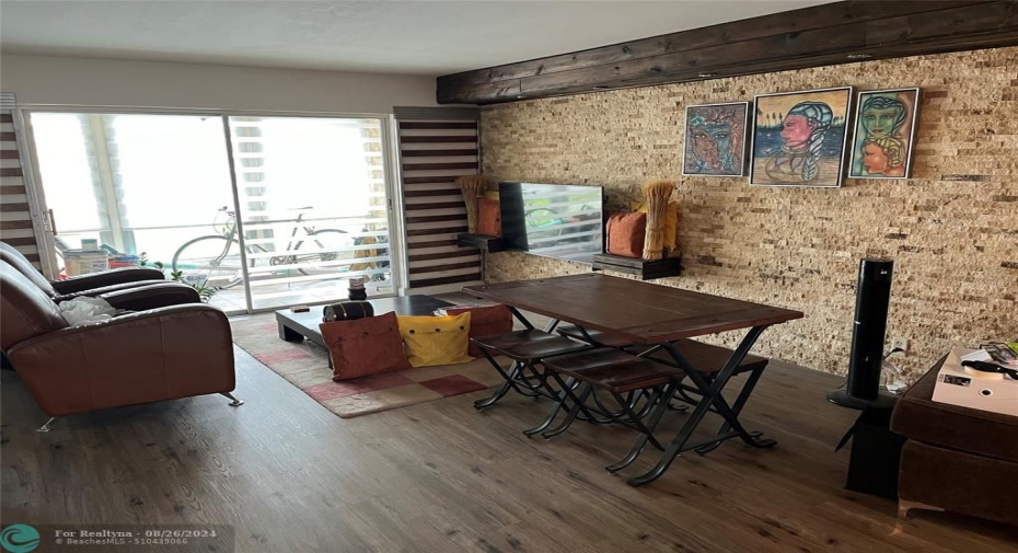 Open living area showing lakeview balcony.