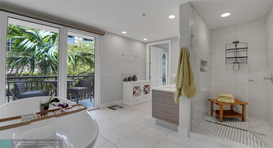 master bath with balcony