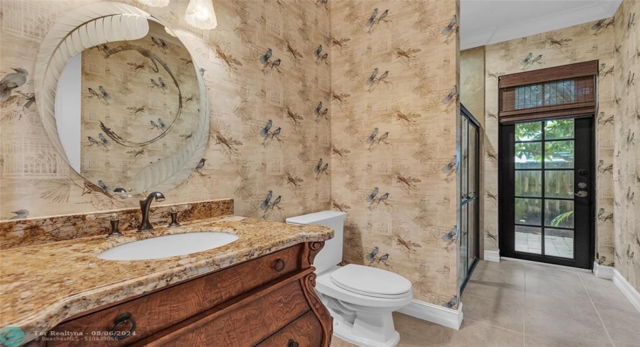 Downstairs full cabana bathroom with walk in shower