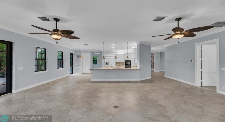 Great open flow in family room and kitchen and tons of natural light