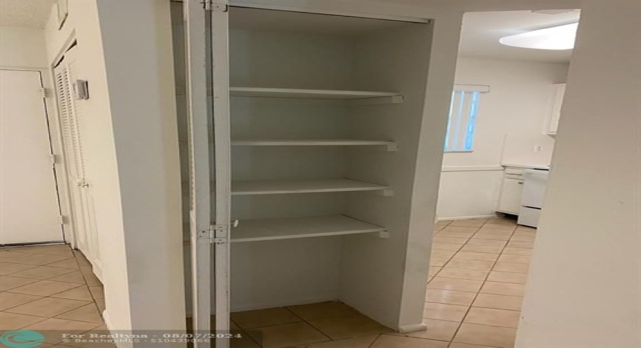 PANTRY AT ENTRANCE TO KITCHEN TO LEFT OF LIVING ROOM