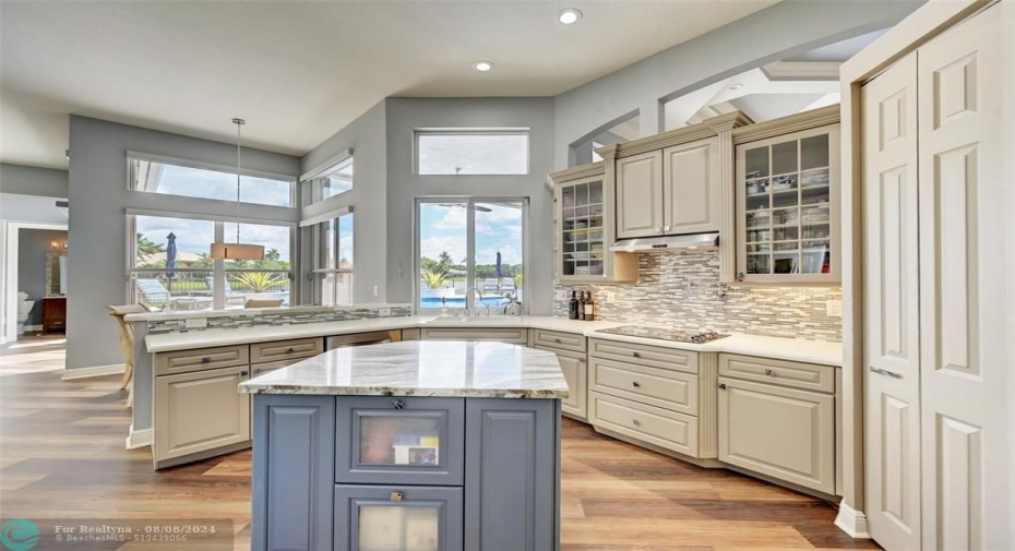 Kitchen Island looking towards pool