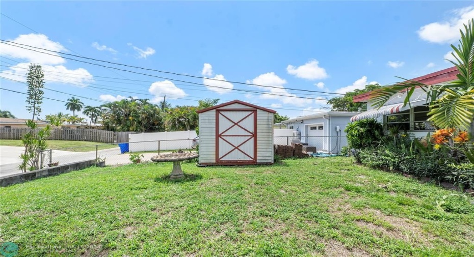 Big storage shed for holiday items, garden supplies etc.