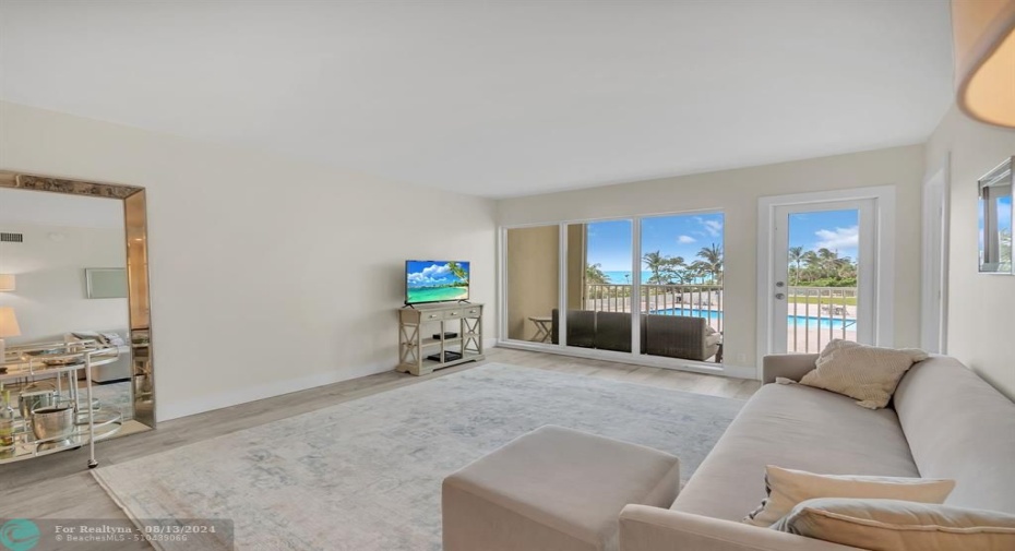 Living room pool view