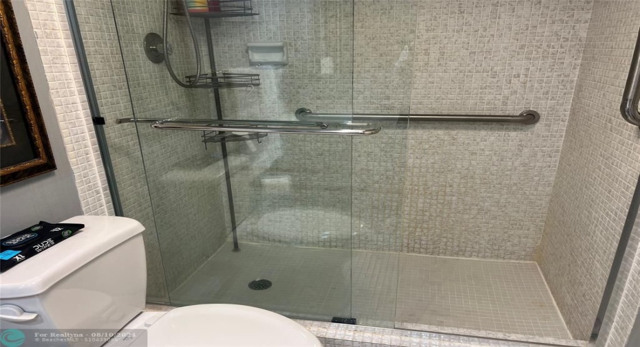 glass doors and walk in shower here