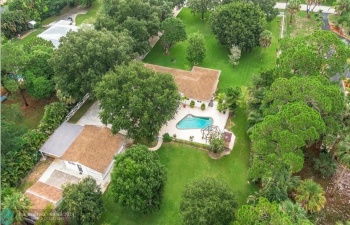 pool between main and guest houses