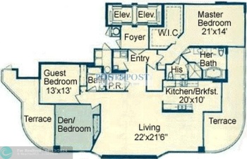 3rd bedroom is an open den