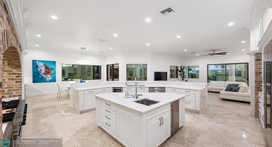 Island Kitchen with Two Sinks