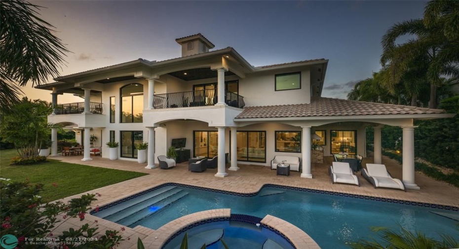 Heated Pool with Water Feature & Loggia with Summer Kitchen