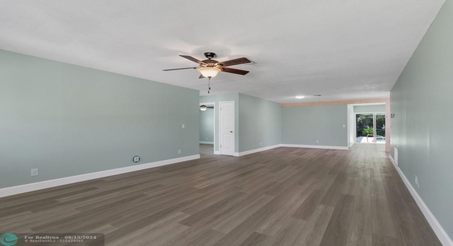 living room into dining room