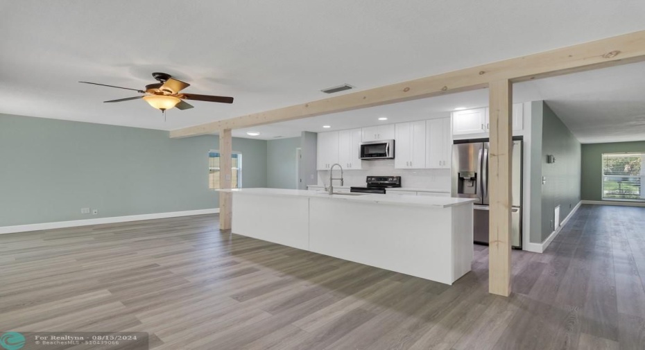 Family room into kitchen