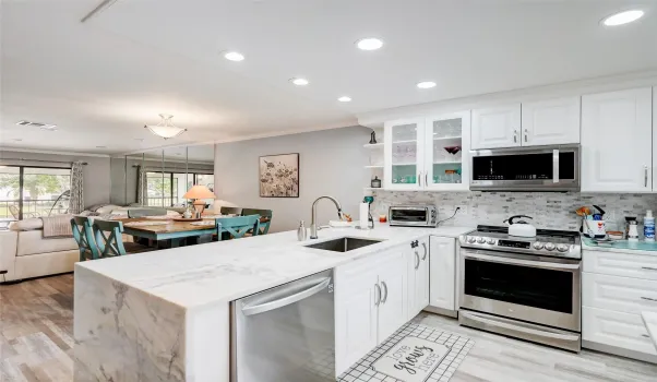 Beautiful photo of the Kitchen, dining, living areas