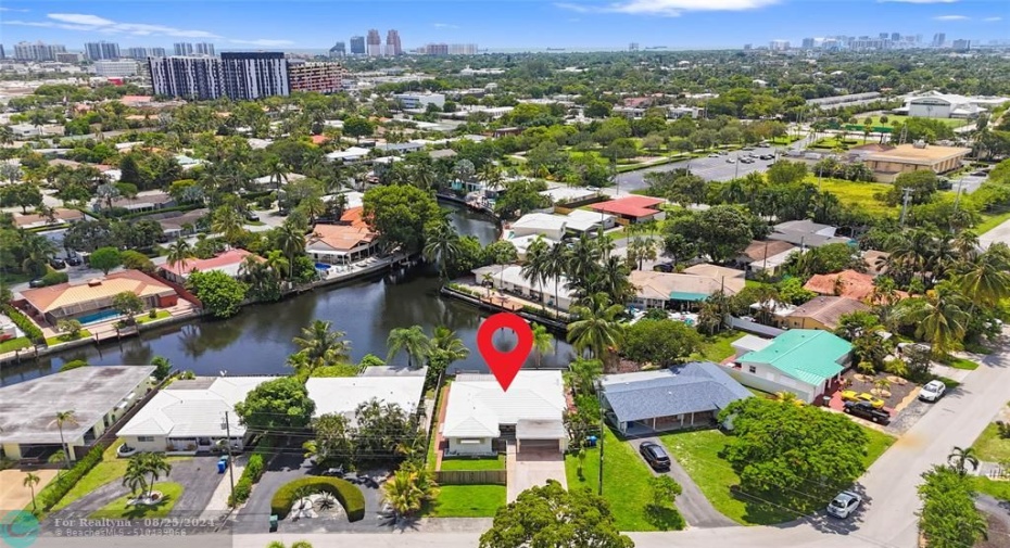 Views of Downtown Fort Lauderdale on the right and beachfront condos on the left