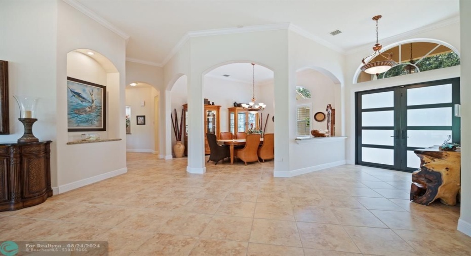 Front doors and dining room