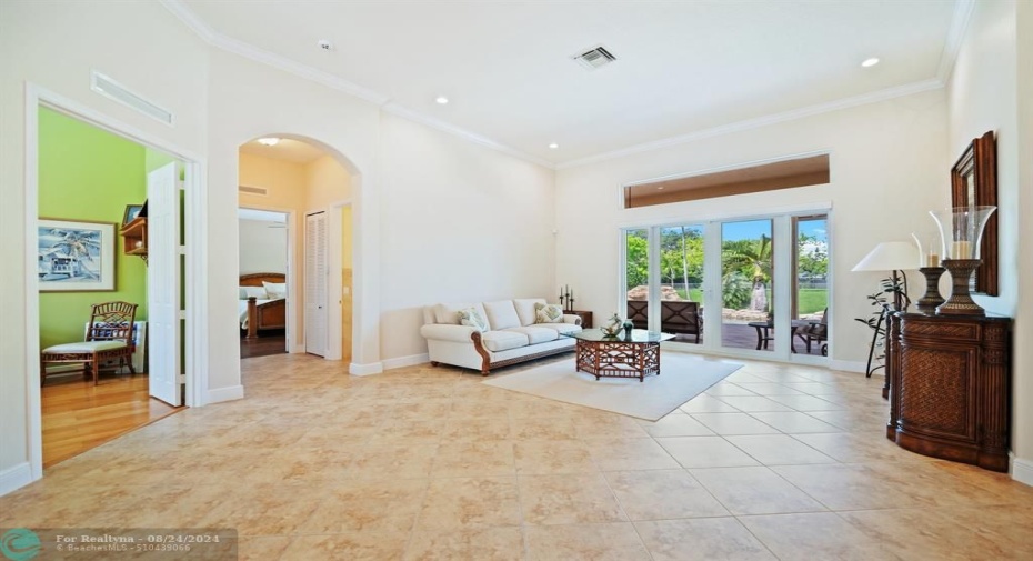 Living Room with French Doors to covered patio