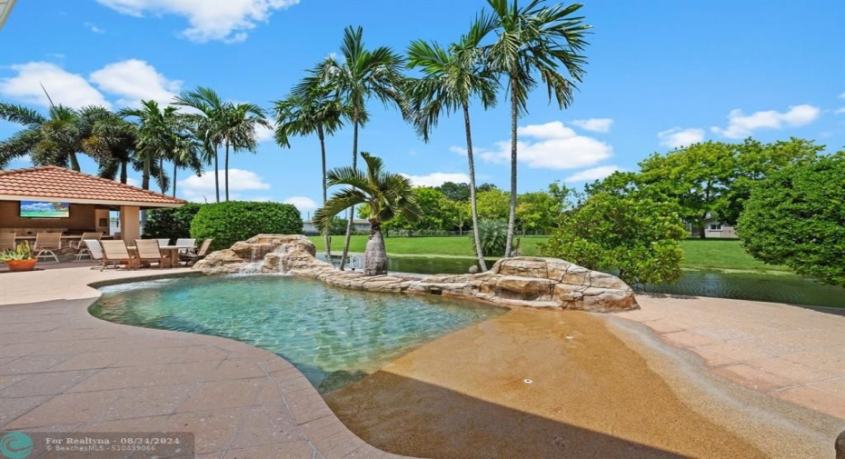 Pool w/beach entry and waterfall features