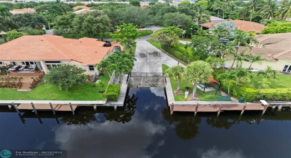 Private community ocean access boat ramp.