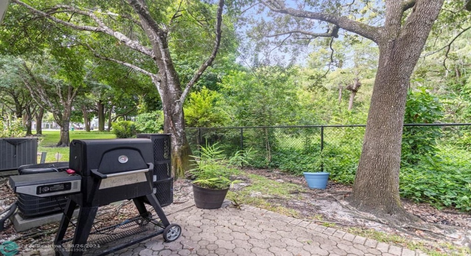 BBQ area at the back of the unit